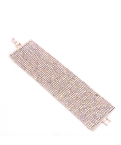 Wide Rhinestone Bracelet BL330011 RoseGold AB